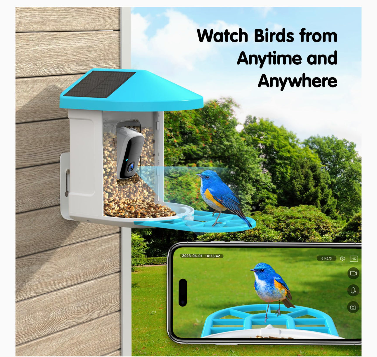 Amaprime® Smart Bird Feeder with Camera Solar Powered