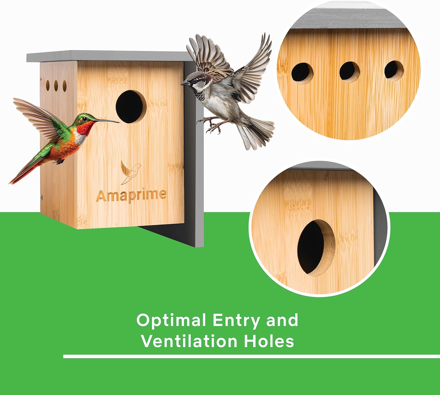 Amaprime® Wooden Bird House – Bule Bird House, Durable Birdhouses for Outdoor