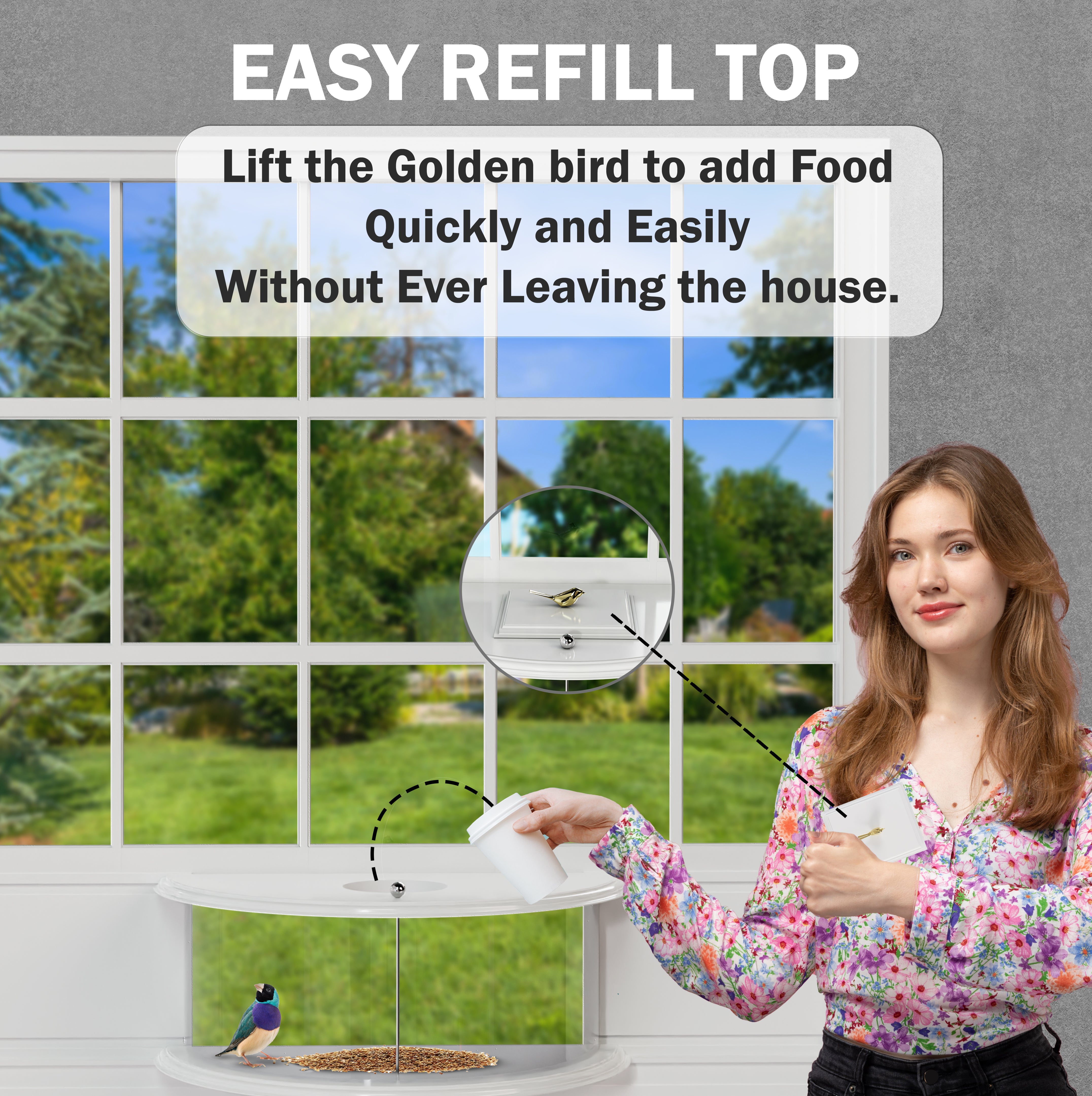 Amaprime® Window Bird Feeder 180° for Ultimate Wild Bird Watching ( PVC White )