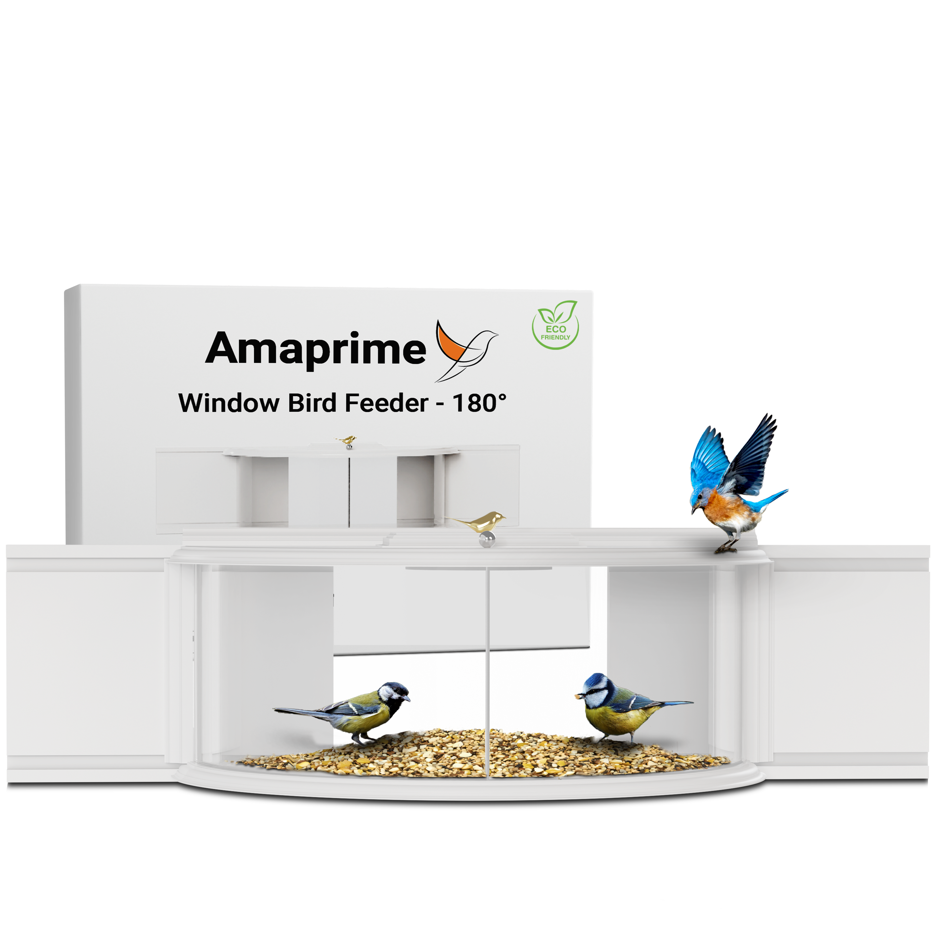 Amaprime® Window Bird Feeder 180° for Ultimate Wild Bird Watching ( PVC White )