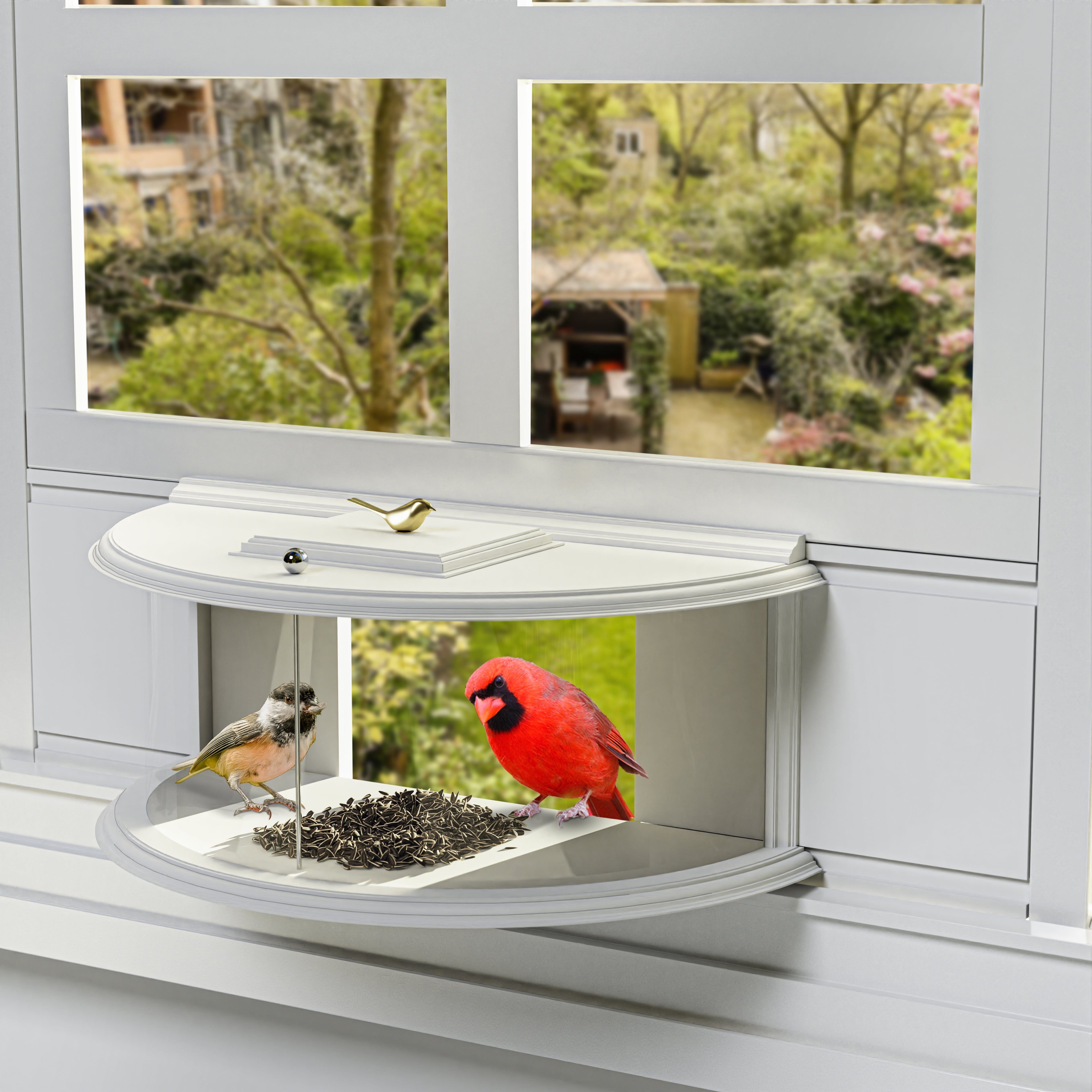 Amaprime® Window Bird Feeder 180° for Ultimate Wild Bird Watching ( PVC White )