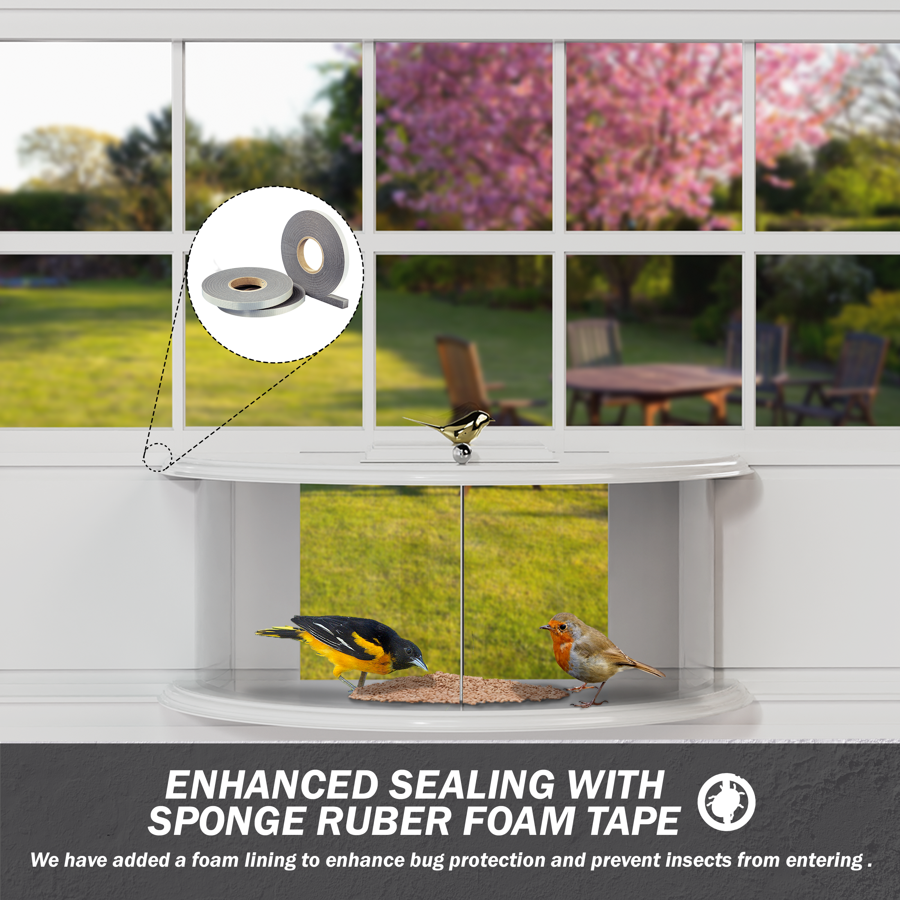 Amaprime® Window Bird Feeder 180° for Ultimate Wild Bird Watching ( PVC White )